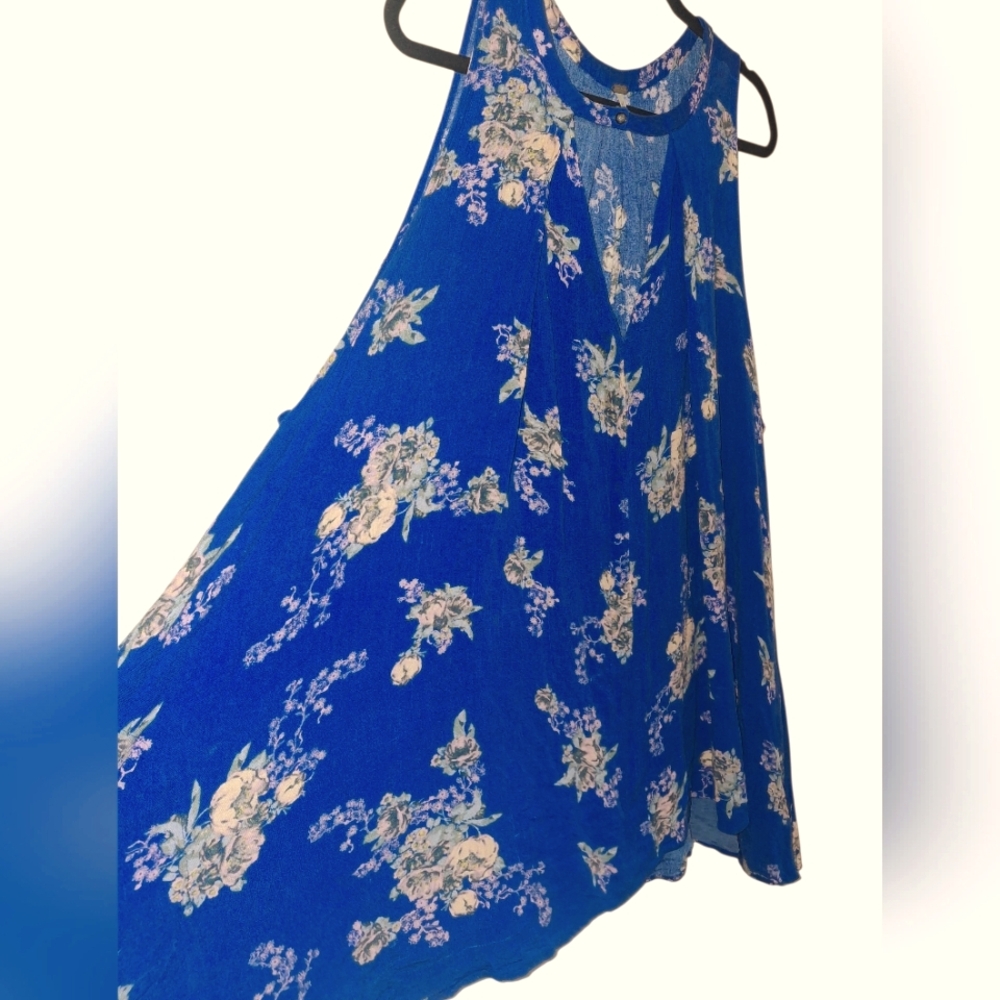 Free People Women's Vivid Blue Tree Swing Dress Mini Dress Tunic Size Large - Picture 5 of 8